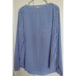 Gap Blue and White Long Sleeve Boat Neck Blouse size Large
